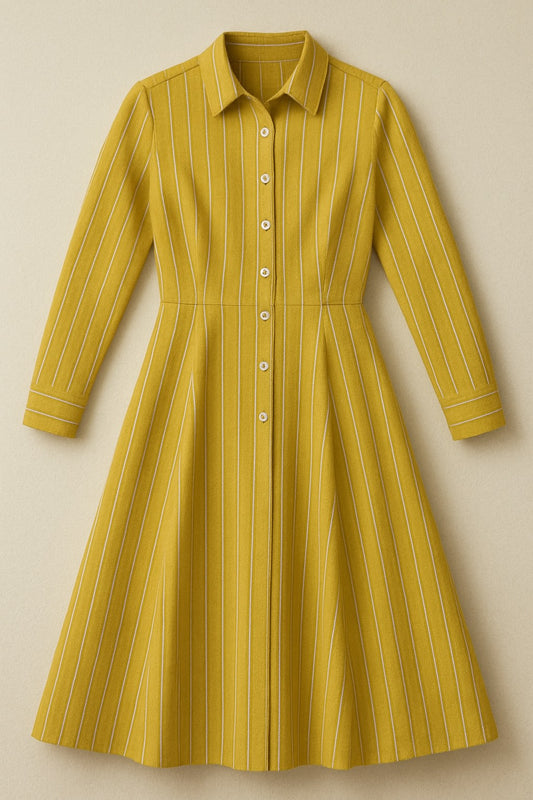 Full sleeve Mustard cotton dress
