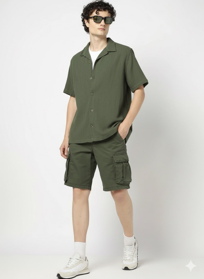 Olive green cargo shorts