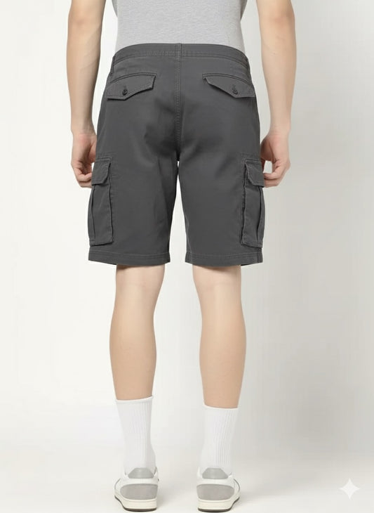 Cotton charcoal cargo shorts